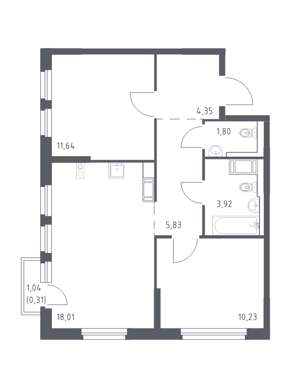 Продажа 2-комн квартиры в новостройке Колпино г., Загородная ул.,  к. 33