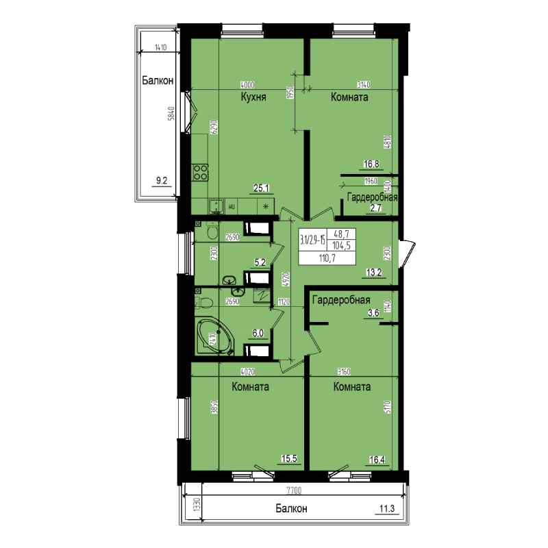 Продажа 3-комн квартиры в новостройке Парголово п., Заречная ул.,  к. 2