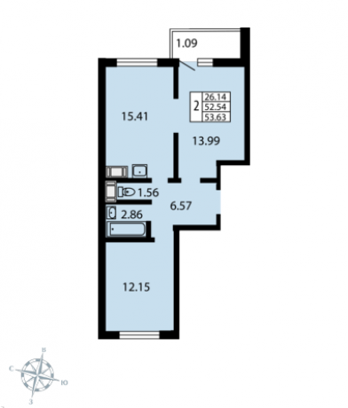 Планировка ЖК Звездный дуэт, 26.1 м2