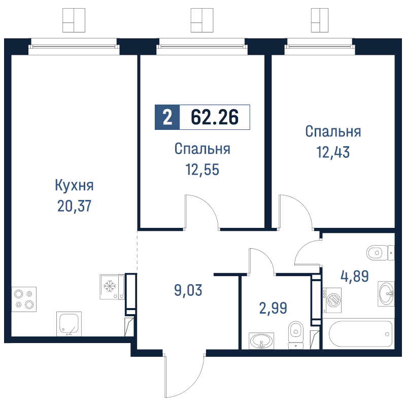 Продажа 2-комн квартиры в новостройке Мурино п., Романовская ул.,  к. 2