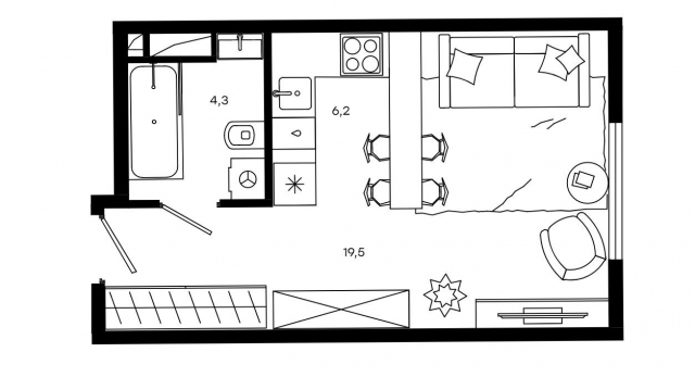 Планировка ЖК Level Донской, 19.5 м2