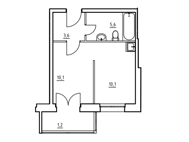 Планировка ЖК Грани, 10.1 м2