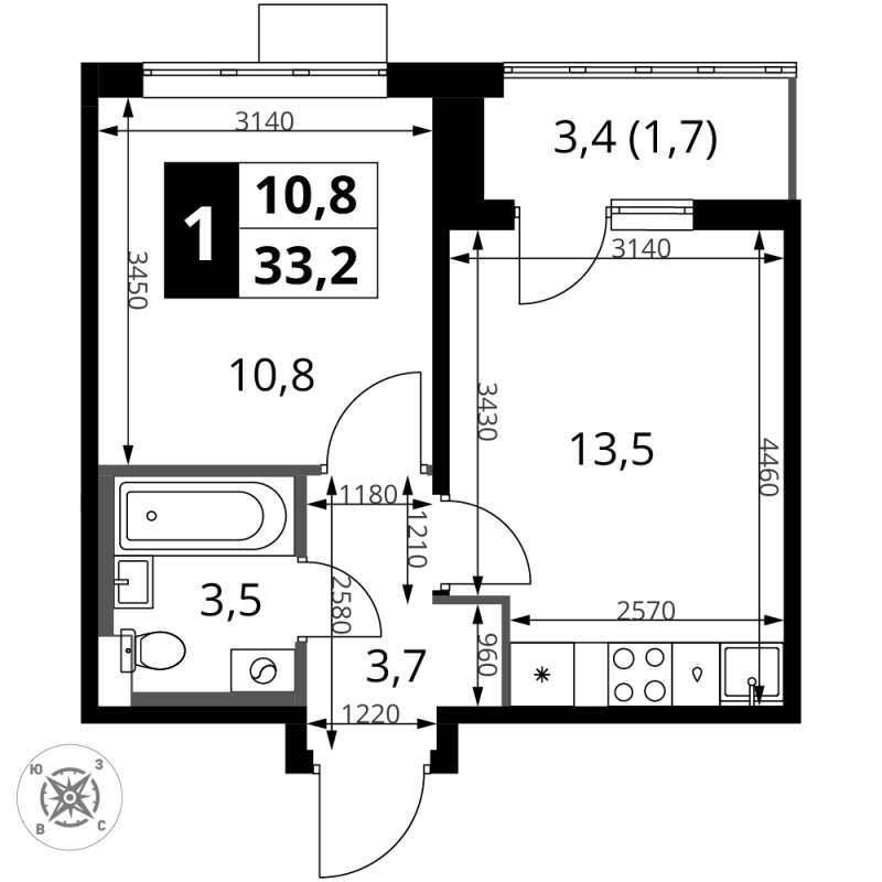 Продажа 1-комн квартиры в новостройке Химки г., Комсомольская ул.,  к. 5
