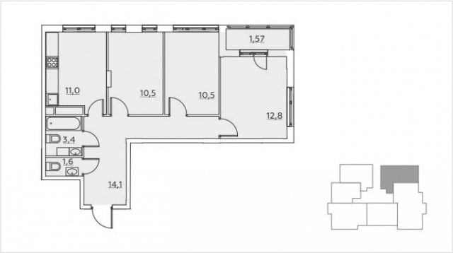 Планировка ЖК Скандинавия, 32.8 м2