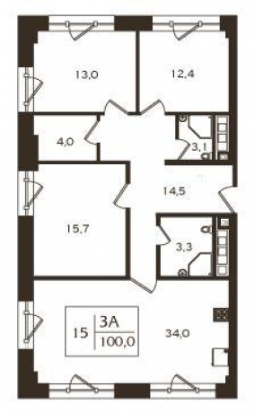 Планировка ЖК Docklands, 41.1 м2