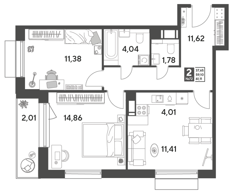 Продажа 2-комн квартиры в новостройке Пушкино г., Зелёная Роща ул.,  к. 12