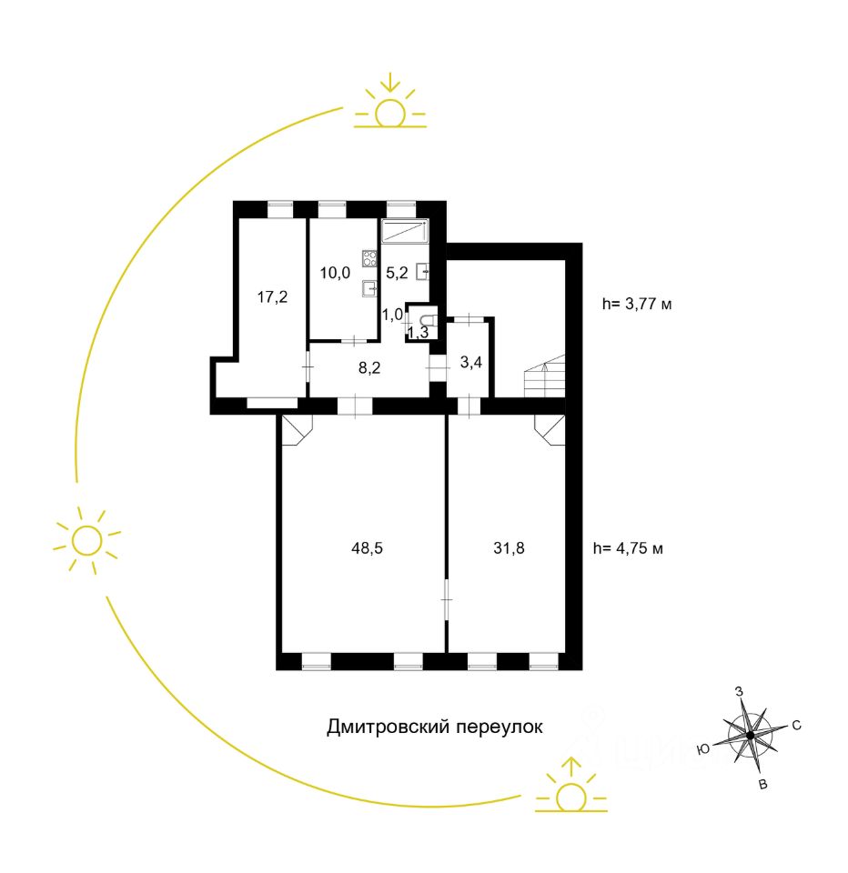 Продажа 3-комн квартиры на вторичном рынке Дмитровский переулок, 3-5