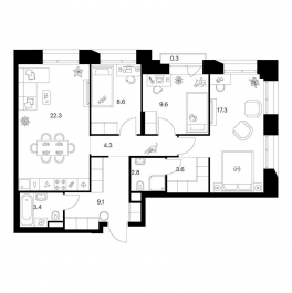 Продажа 3-комн квартиры в новостройке Ильменский пр-д, корп.1.1.3