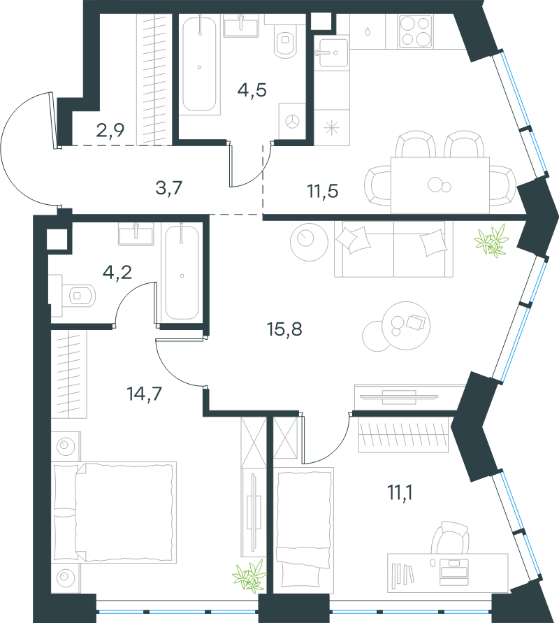 Продажа 3-комн квартиры в новостройке Москва г., Озерная ул.,  к. 10