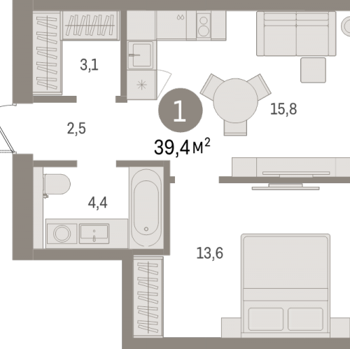 1-комн квартира Головнина б-р,  к. 2-2