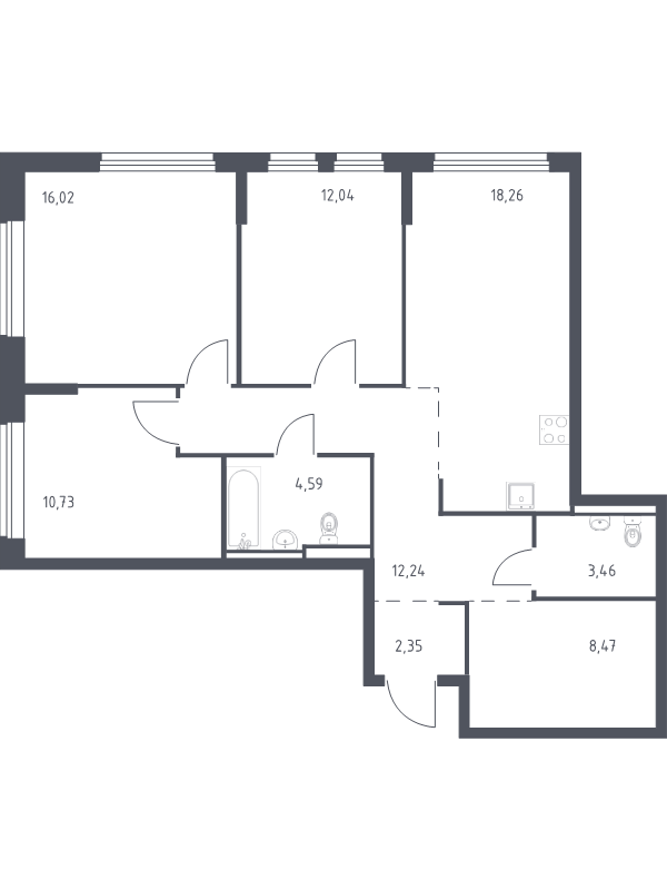 Продажа 3-комн квартиры в новостройке Колпино г., Загородная ул.,  к. 35.2