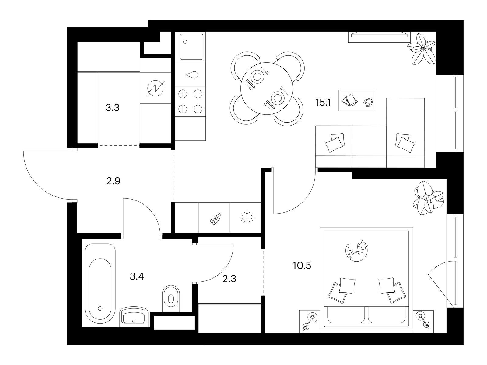 Продажа 1-комн квартиры в новостройке Кавказский б-р, зем.уч. 51/3, корп. 3.6