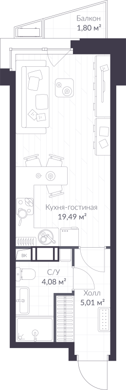 Продажа студии Сертолово г., Дмитрия Кожемякина ул.,  к. 8