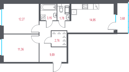Продажа 2-комн квартиры в новостройке Пушкин г., 1-я линия, территория Лесное,  к. 2.2
