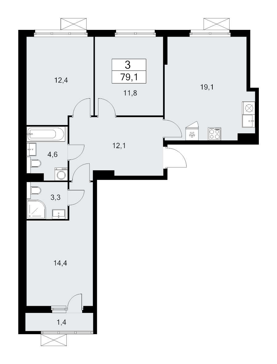 Продажа 3-комн квартиры в новостройке Сосенское пос., Куприна пр-кт,  к. 7.1