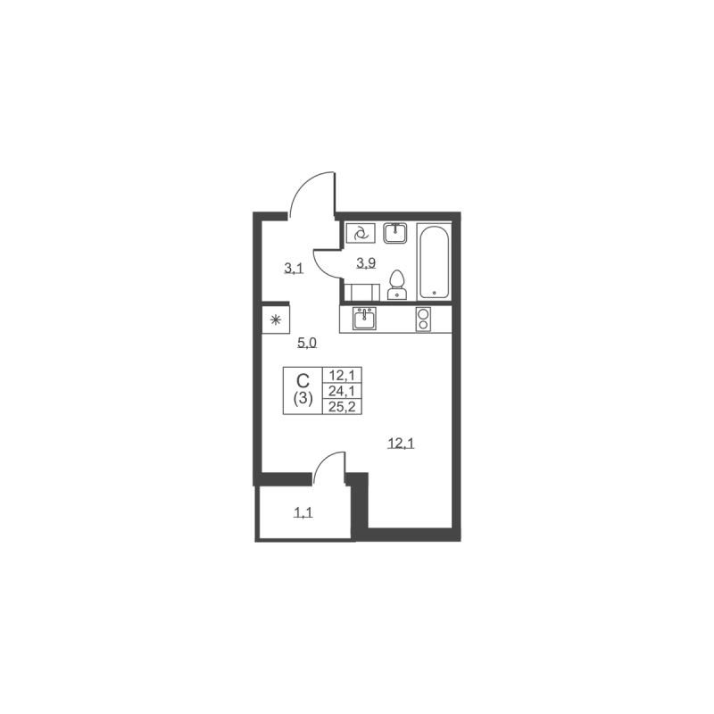 Продажа студии Им Свердлова пгт., Ермаковская ул.,  к. 1