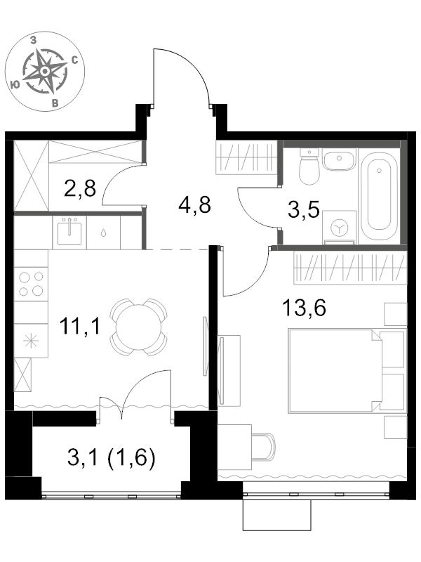 Продажа 1-комн квартиры в новостройке Видное г., Старо-Нагорная ул.,  к. 10