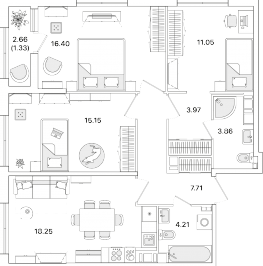 Продажа 3-комн квартиры в новостройке пр. Пискаревский