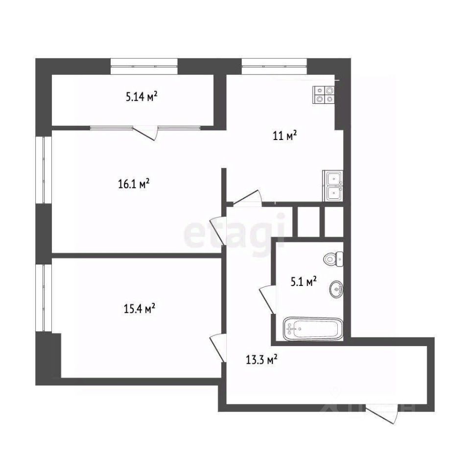 Продажа 2-комн квартиры на вторичном рынке улица Поляны, 5