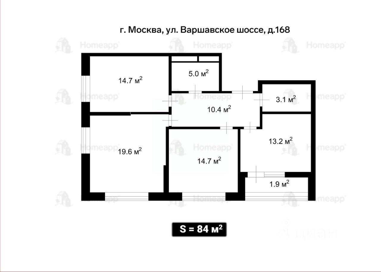 Продажа 3-комн квартиры на вторичном рынке Варшавское шоссе, 168