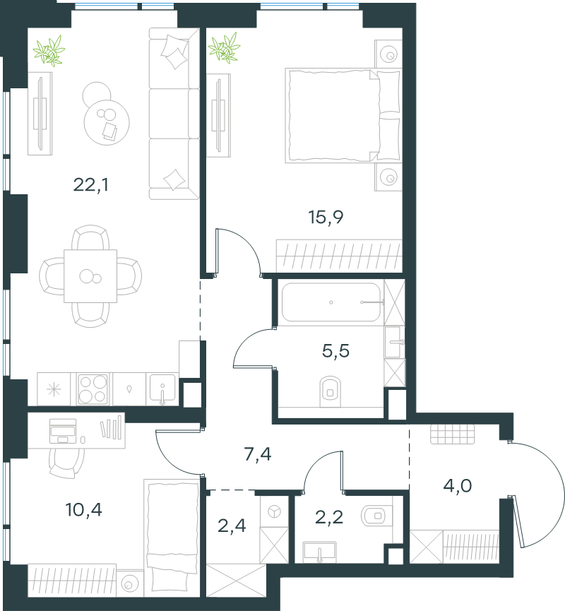 Продажа 2-комн квартиры в новостройке Москва г., Новопетровский проезд,  к. 4