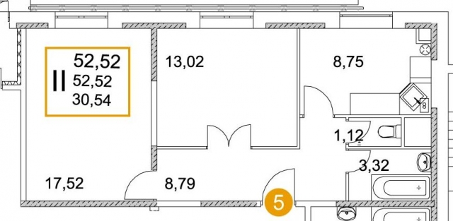 Планировка ЖК Квартал в Лесном, 30.54 м2