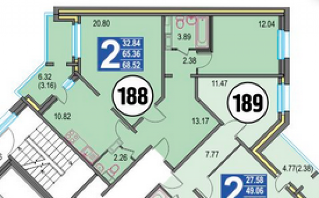 Планировка ЖК Раменское, мкр. 10, Донинское шоссе, 17, 32.84 м2