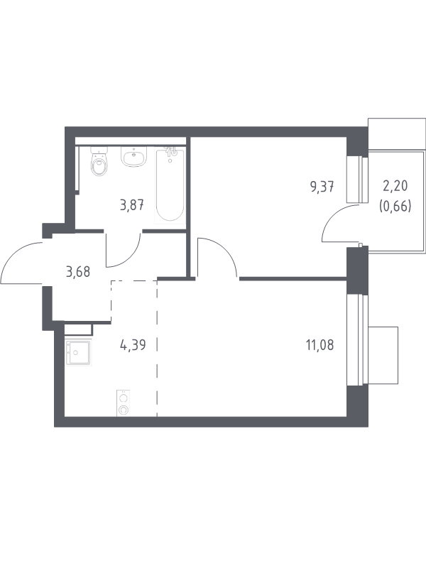 Продажа 1-комн квартиры в новостройке Мисайлово д., Молодежный б-р,  к. 14.2