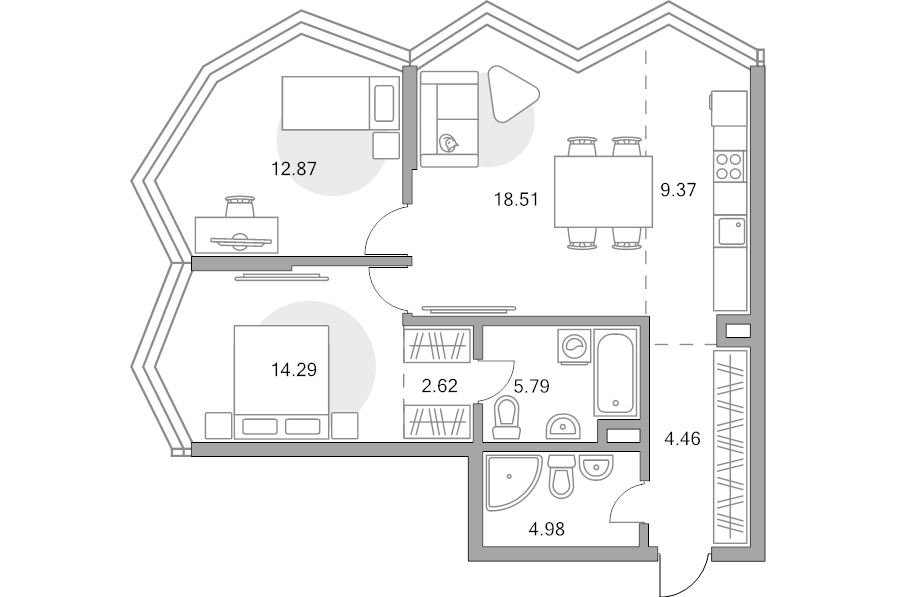 Продажа 2-комн квартиры в новостройке Москва г., Народного Ополчения ул.,  к. 1