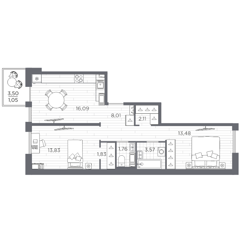 Продажа 2-комн квартиры в новостройке Санкт-Петербург г., Суздальское ш.,  к. 631