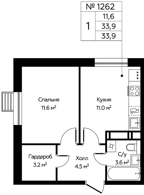 Продажа 1-комн квартиры в новостройке Cтолбово д., Проектируемый проезд № 7032,  к. 15