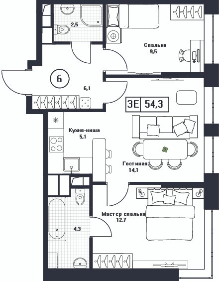 Продажа 2-комн квартиры в новостройке Братовщина с,  к. 1
