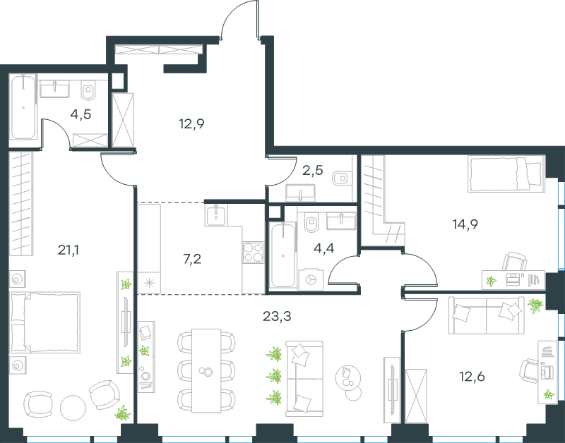 Продажа 3-комн квартиры в новостройке Москва г., Озерная ул.,  к. 5