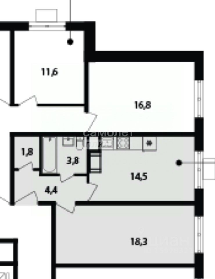 Продажа 1-комн квартиры на вторичном рынке улица Берзарина, 32А