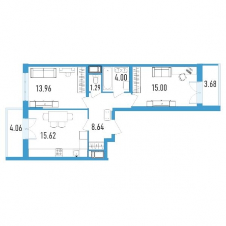 Планировка ЖК Магеллан, 28.96 м2