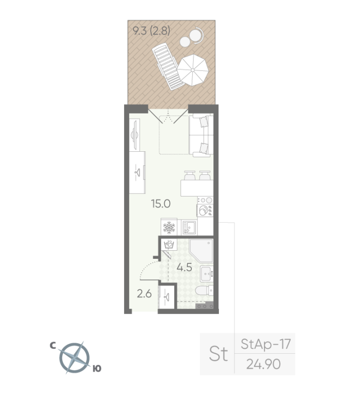 Продажа студии Шушары п., Пулковское ш.,  к. 2