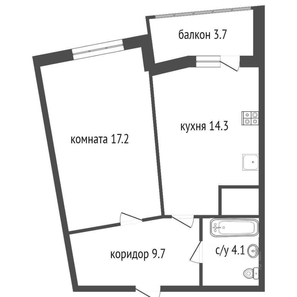 Аренда 1-комн квартиры на вторичном рынке проспект Обуховской обороны, 110К1