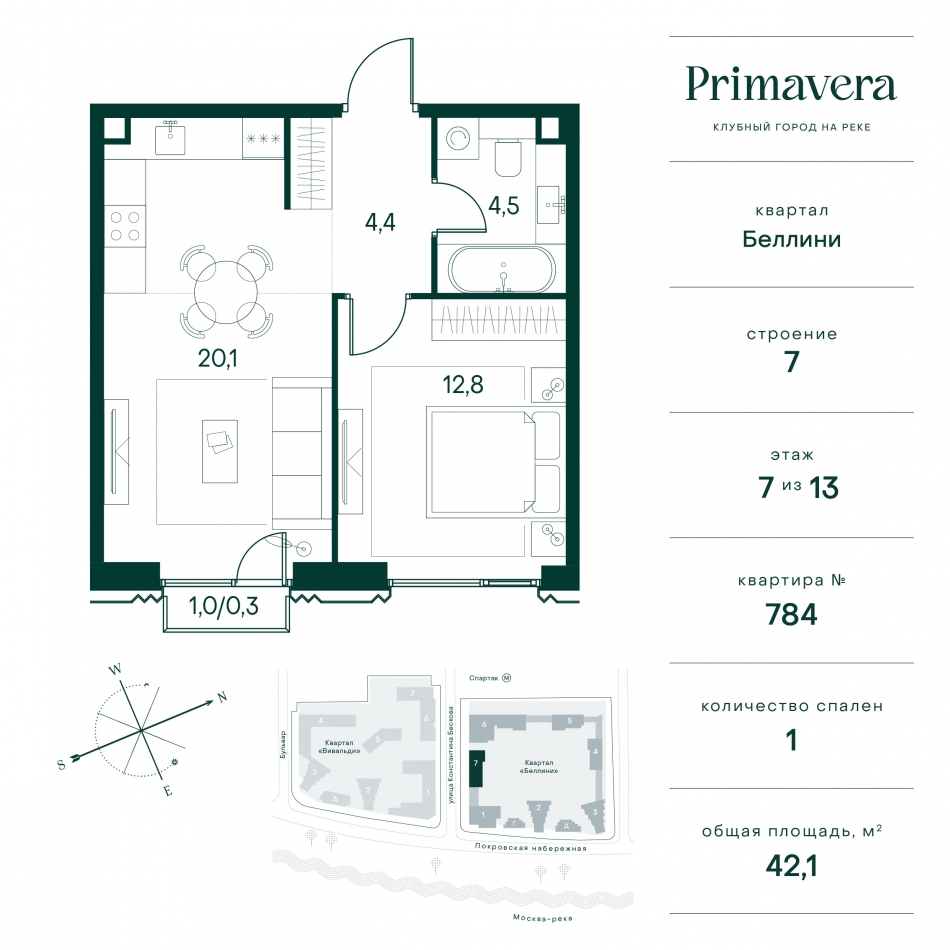 Продажа 1-комн квартиры в новостройке Волоколамское шоссе д.