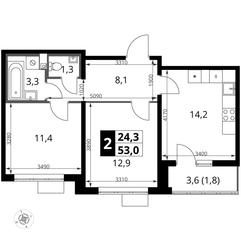 Продажа 2-комн квартиры в новостройке Видное г., Старо-Нагорная ул.,  к. 10