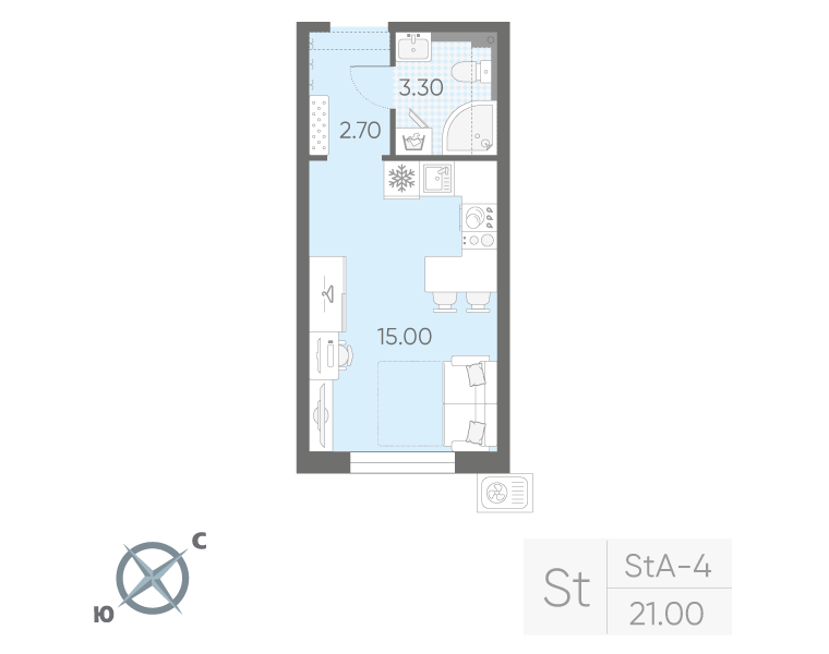 Продажа студии Санкт-Петербург г., Радловская ул.,  к. 5