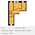 Планировка ЖК Опалиха О3, 38.10 м2