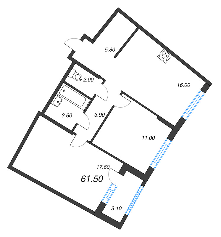 Продажа 2-комн квартиры в новостройке Мурино п., Южный проезд,  к. 1.10.1