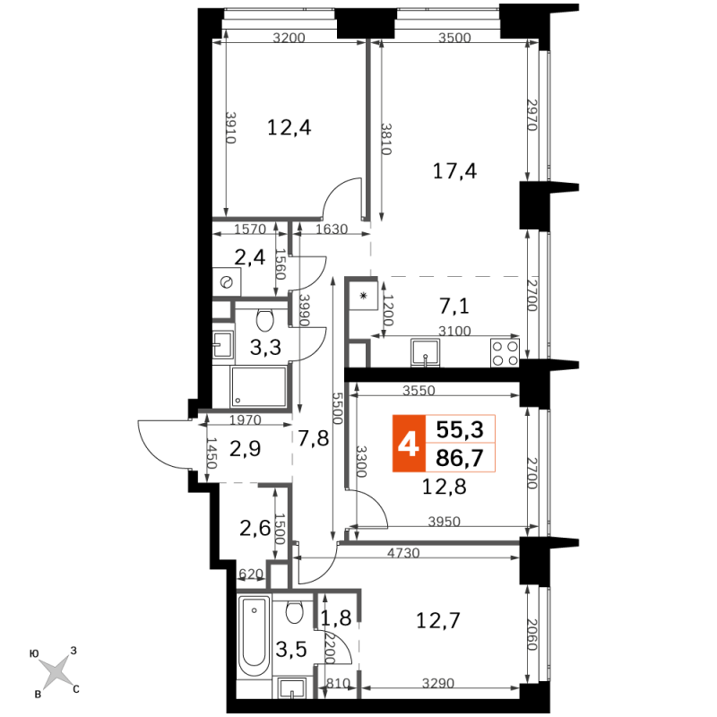 Продажа 3-комн квартиры в новостройке Москва г., Розанова ул.,  к. 5