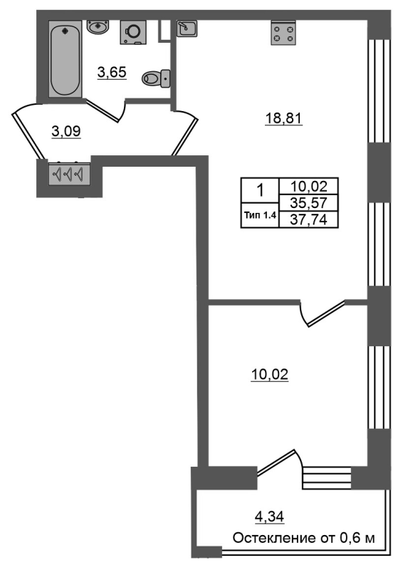Продажа 1-комн квартиры в новостройке Санкт-Петербург г., Октябрьская наб.,  к. 1.2