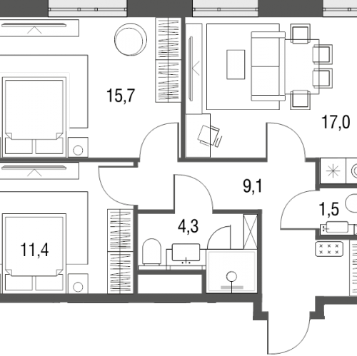 2-комн квартира Москва г., Тагильская ул.,  к. 1
