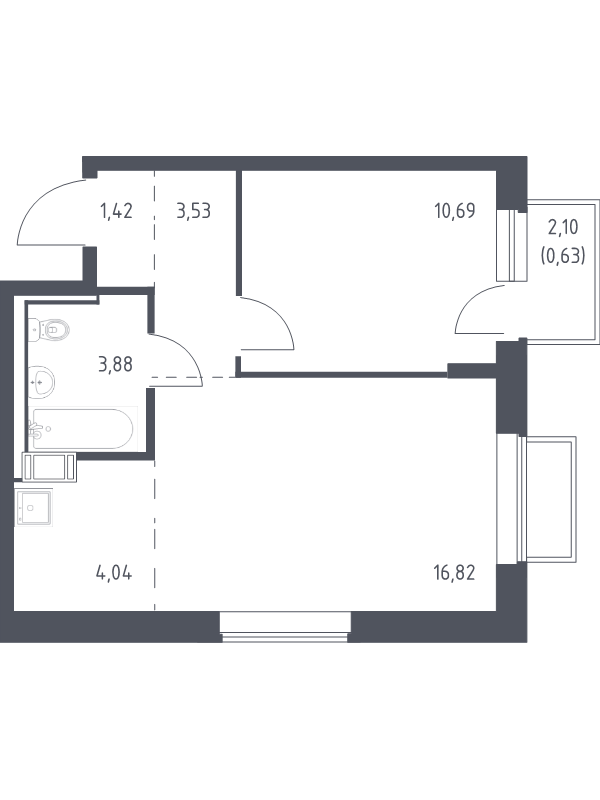 Продажа 1-комн квартиры в новостройке Мирный п., Свободы ул.,  к. 6.1