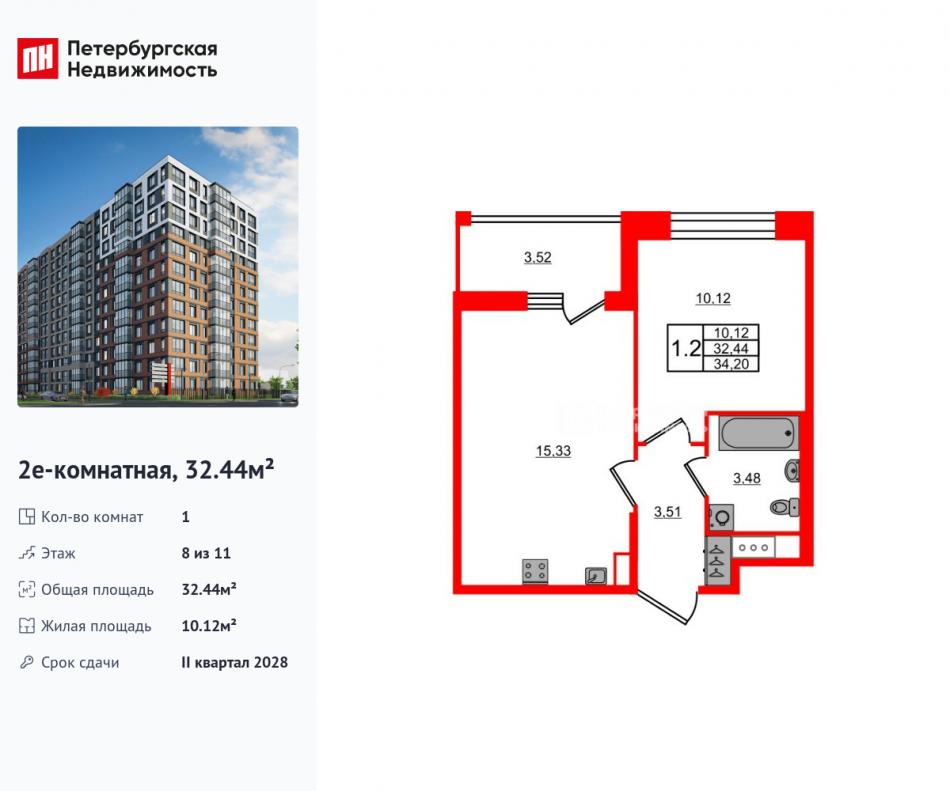 Продажа 1-комн квартиры в новостройке проспект Большой Смоленский