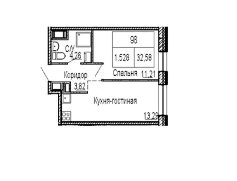 Продажа 1-комн квартиры на вторичном рынке Курчатова ул. ,  д. 14,  к. 1