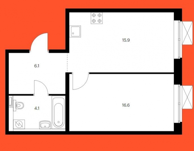 Планировка ЖК Никольские луга, 16.6 м2