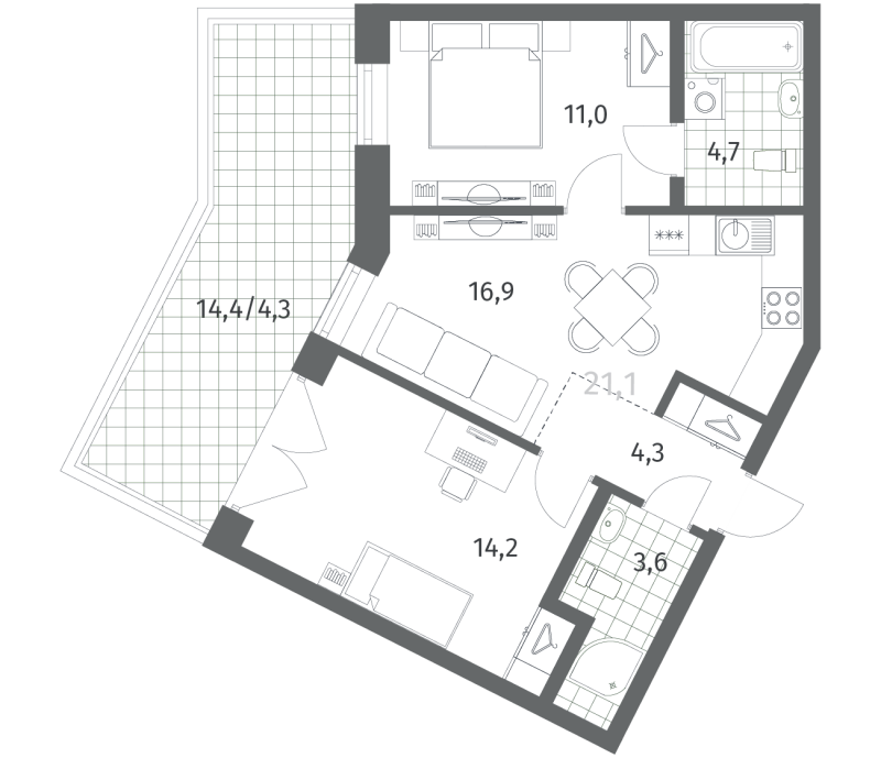 Продажа 2-комн квартиры в новостройке Новоселье п.,  к. 2.3